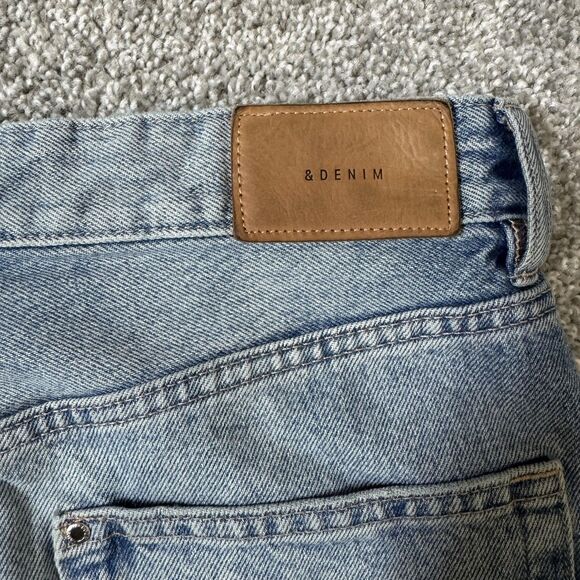 H&M &Denim Skirt Womens 8 Blue Distressed Raw Hem Frayed Button Fly Casual - Picture 3 of 11